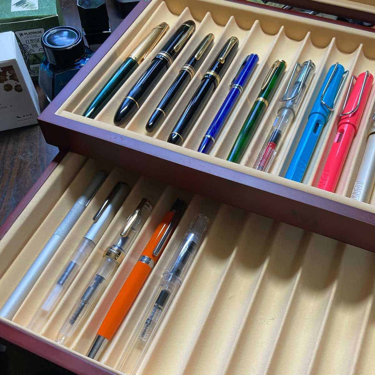 ファイバーペンボックス ネイビー 万年筆 収納 ファイバーペンボックス